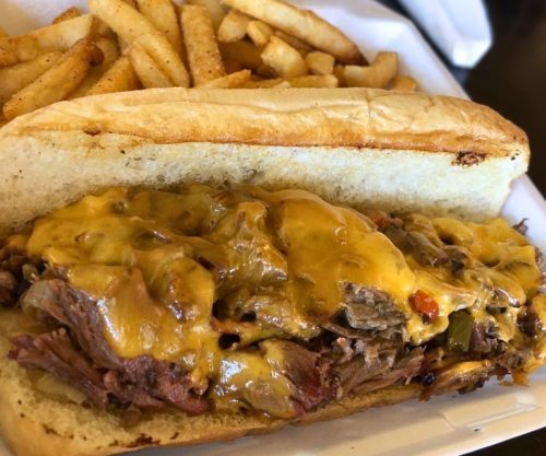 Philly Cheese Brisket at The Prime Smokehouse in Rocky Mount, North Carolina
