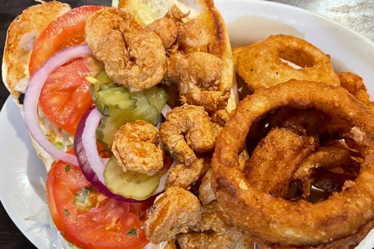 Shrimp Po'Boy at Rusty's Riverfront Grill in Vicksburg, MS