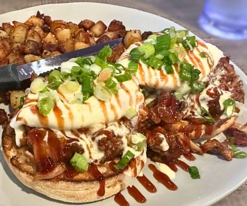 Maple BBQ Pulled Pork Benny at J&M Diner in Framingham, Massachusetts