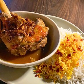 Slow-Cooked Lamb Shank at Persian Basket Kitchen & Bar in Johns Creek, GA