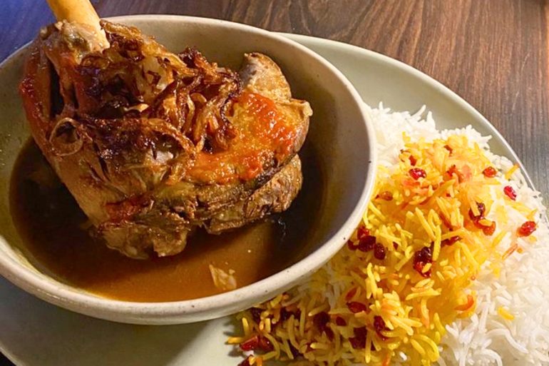 Slow-Cooked Lamb Shank at Persian Basket Kitchen & Bar in Johns Creek, GA