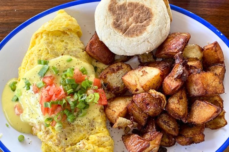 Shrimp & Crab Omelette at Beach Mountain Diner in Waynesville, NC