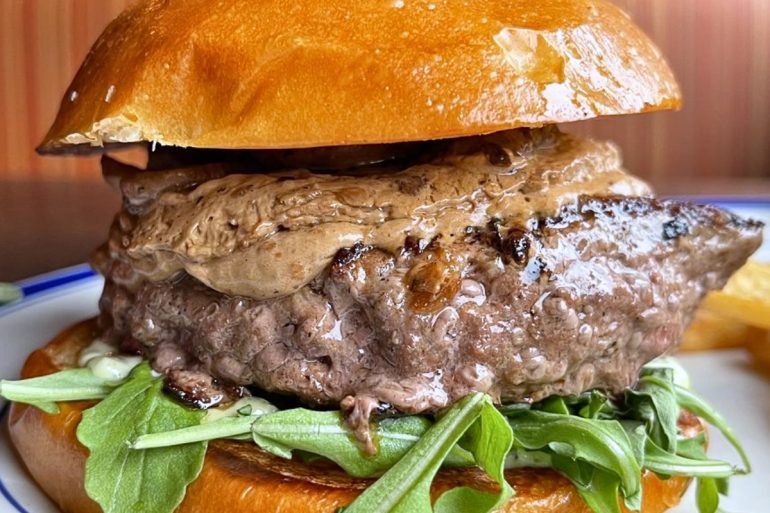 Black Garlic Burger at Artisanal Burger Company in Manchester, CT