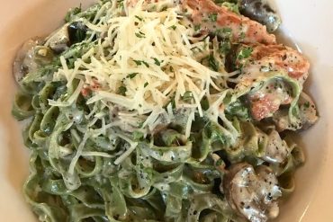 Smoked Salmon Alfredo at Placido's Pasta Shop in Eugene, Oregon