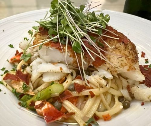 Cod and Lobster Pasta at Stardust Cafe in Lewisburg, West Virginia