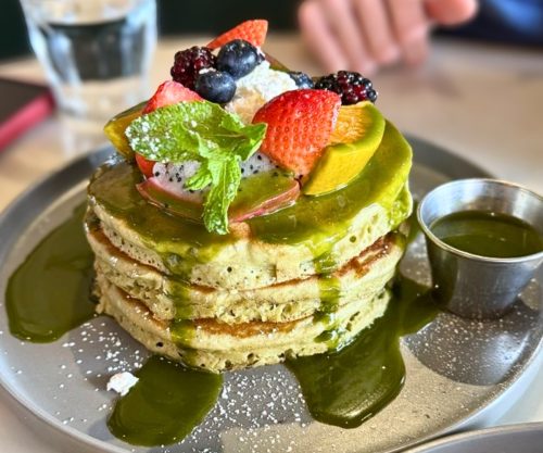 Matcha Pancakes at Kan Kiin Brunch & Thai Eatery in Daly City, CA