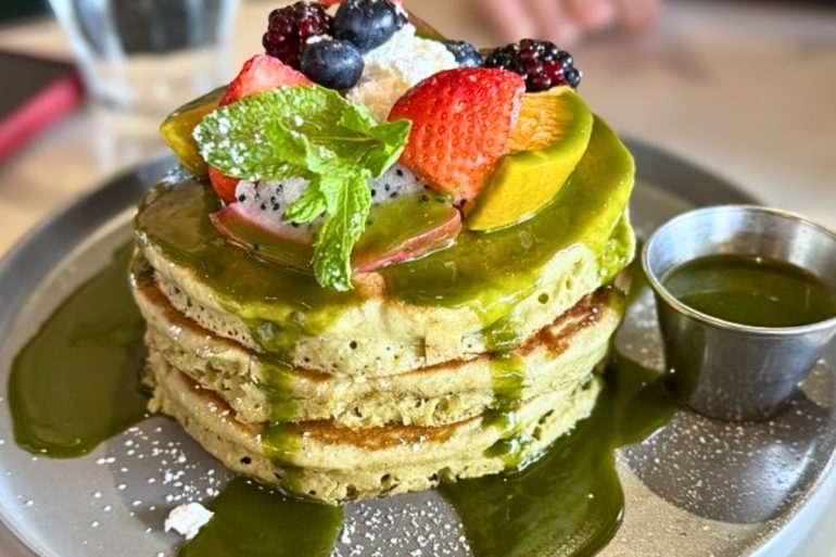 Matcha Pancakes at Kan Kiin Brunch & Thai Eatery in Daly City, CA
