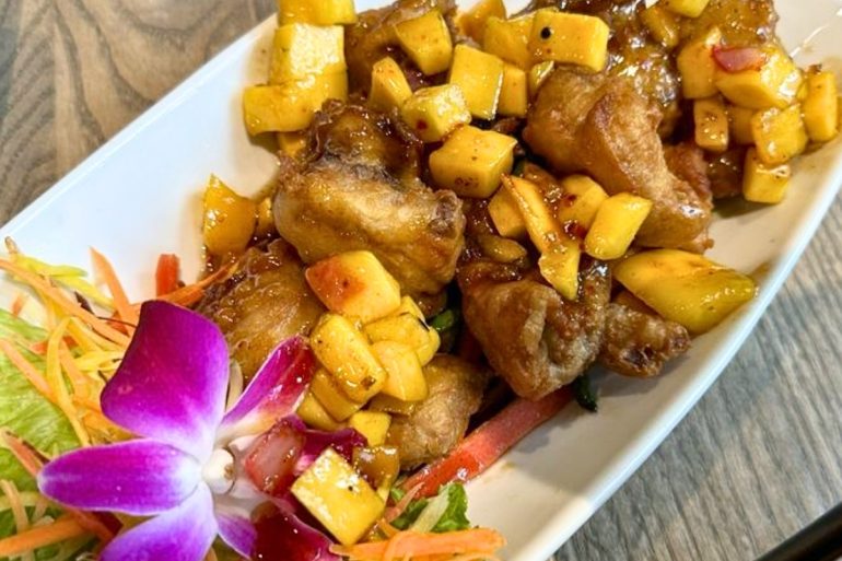 Mango Duck at Bamboo Penny's in Leawood, Kansas