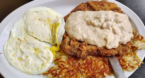 Chicken Fried Steak and Eggs at Mom's Diner in Pahrump, NV