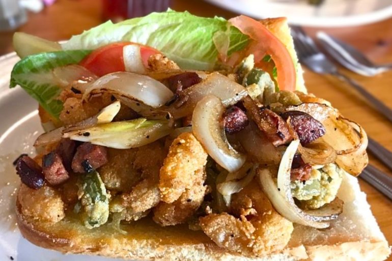 Mardi Gras Poboy at Cafe' la Fleur in Laurel, Mississippi