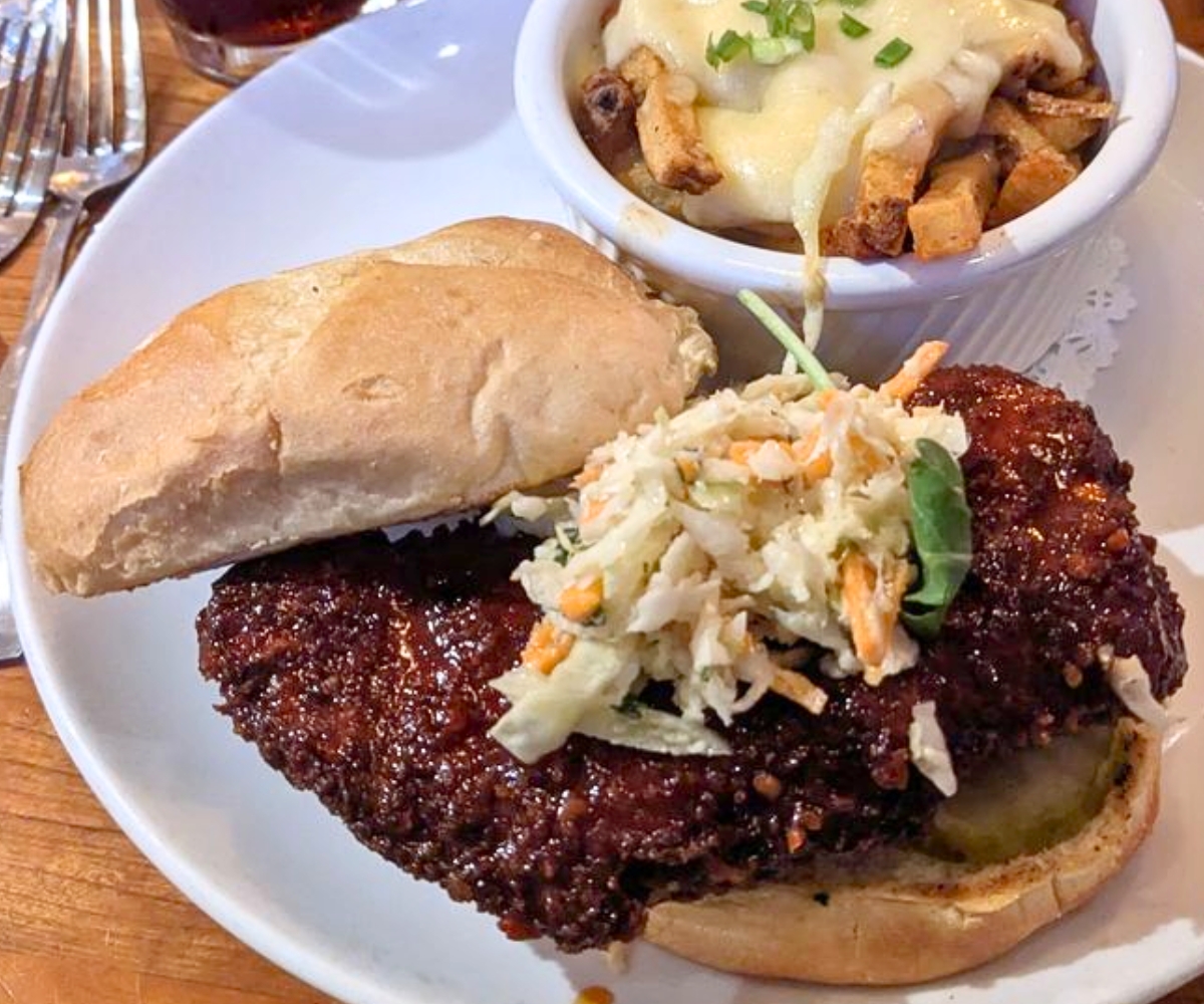 Korean Fried Chicken Sandwich at Two Brothers Tavern in Middlebury, Vermont