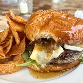 Brie and Bacon Jam Burger at Crisp Rochester in Rochester, New York