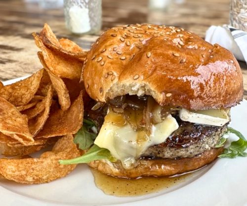 Brie and Bacon Jam Burger at Crisp Rochester in Rochester, New York