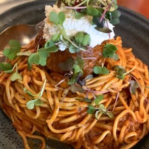 Hand-Cut Spaghetti and Meatball at Albano's Pasta Shop in Valparaiso, Indiana