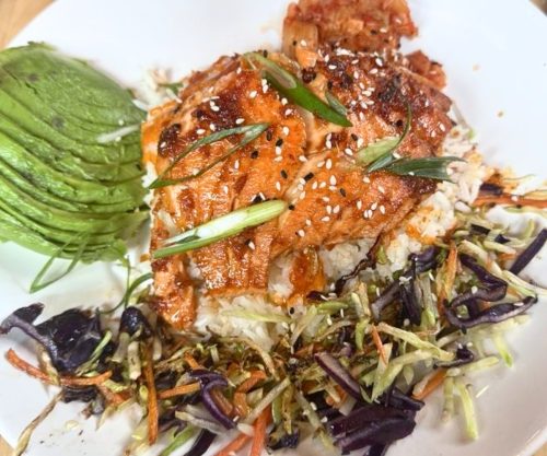 Spicy Salmon Bowl at Northern Taphouse in Plymouth, Minnesota