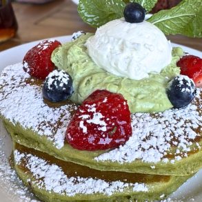 Matcha Berry Pancakes at Garcia Bros Cafe in Santa Clarita, California