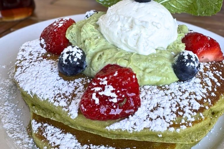 Matcha Berry Pancakes at Garcia Bros Cafe in Santa Clarita, California