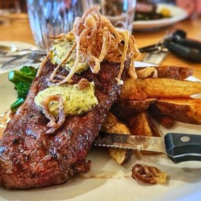 Grilled New York Strip at Three Forks Grille in Columbia Falls, MT