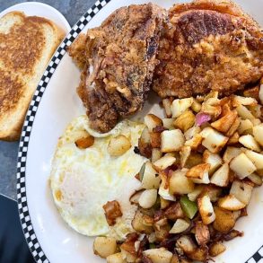 Pork Chop & Eggs at Rutherford's 66 Family Diner in Kingman, AZ