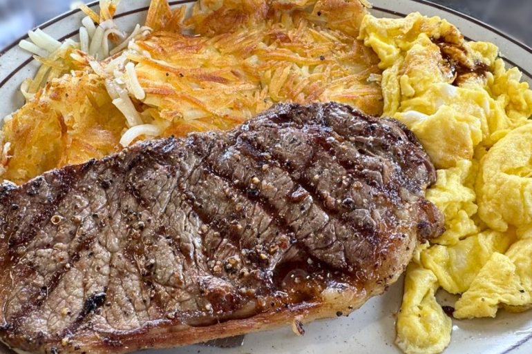 New York Steak and Eggs at Southside Grill in Anchorage, Alaska