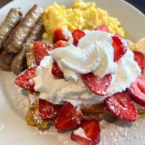 French Toast with Strawberries and Cream at Orchard Cafe in Odenton, MD