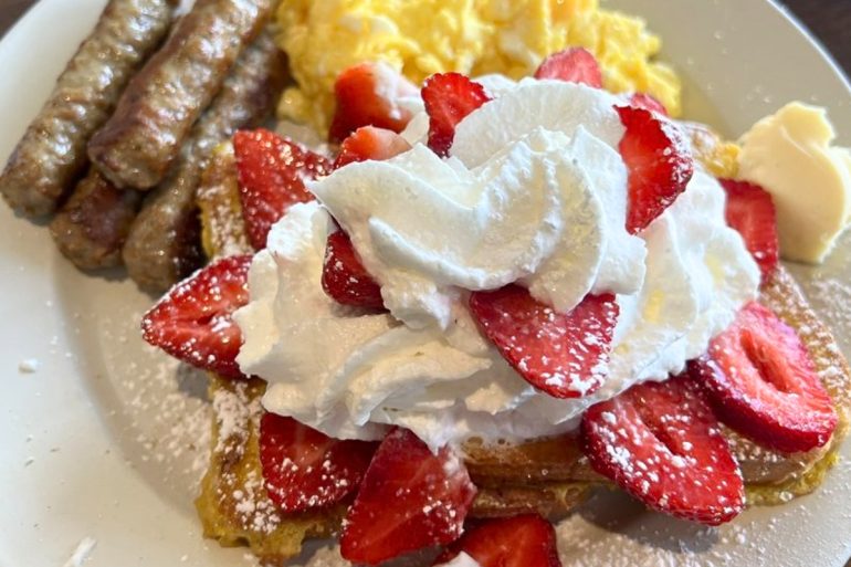 French Toast with Strawberries and Cream at Orchard Cafe in Odenton, MD