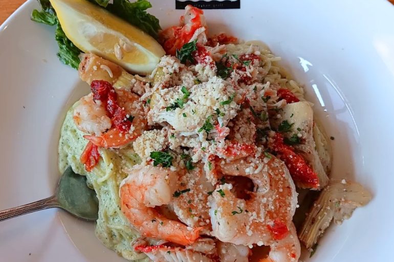 Crab & Angel Hair Pasta at Twisted Fish in Juneau, Alaska