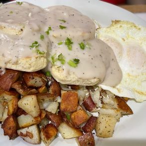 Biscuits and Gravy at First Awakenings in Salinas, California