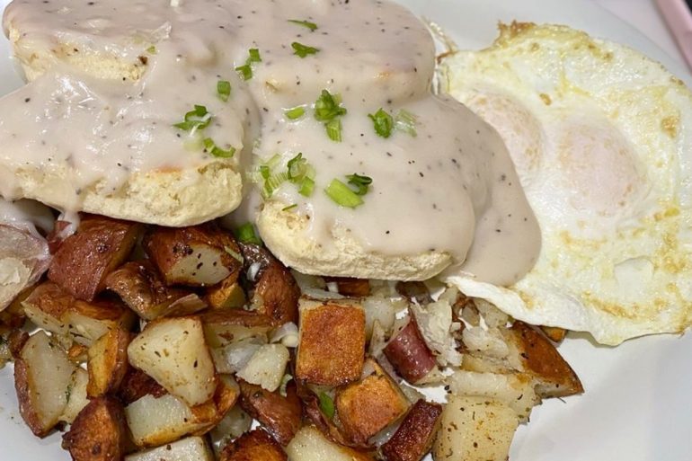 Biscuits and Gravy at First Awakenings in Salinas, California