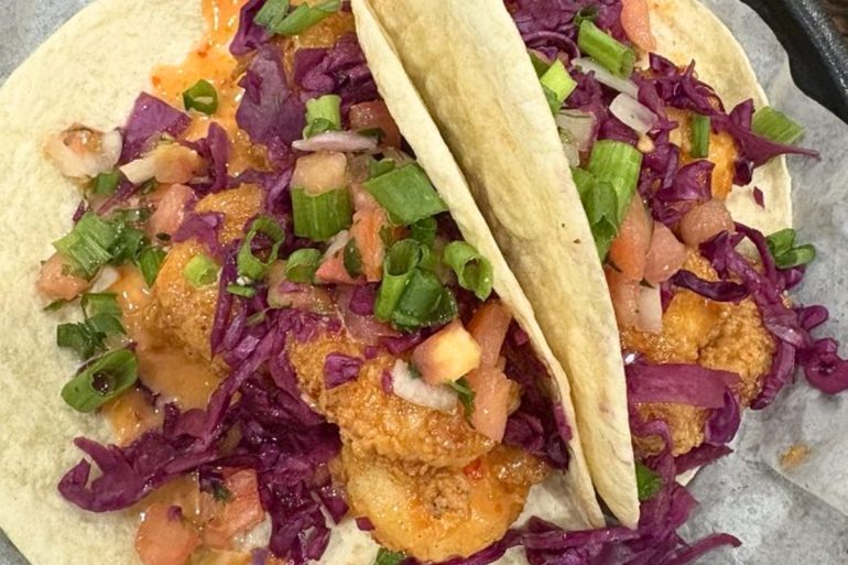 Firecracker Shrimp Tacos at Brady's Steaks and Seafood in Pascagoula, MS