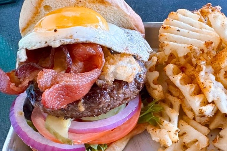 Rise N Grind Burger at Black Barley Kitchen & Taphouse in Kathleen, Georgia