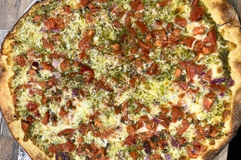 Pesto Pie at Collegeville Italian Bakery Pizzeria Napoletana in Collegeville, PA