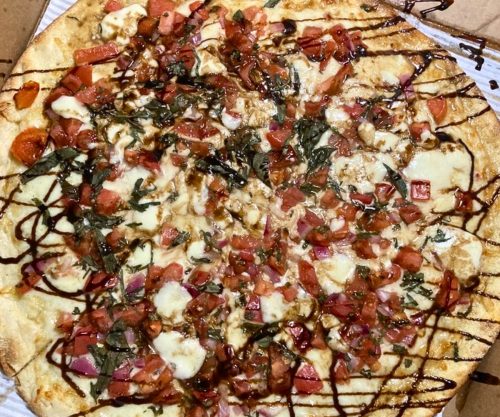 Bruschetta Pie at Collegeville Italian Bakery Pizzeria Napoletana in Collegeville, Pennsylvania