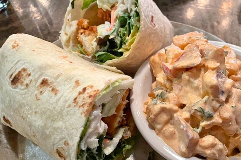Nashville Hot Chicken Burrito at Black Sheep Burrito and Brews in Charleston, West Virginia