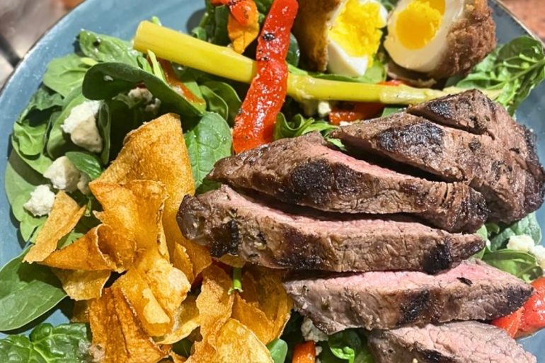 Steak Salad at Black Iron Grill in Miles City, Montana